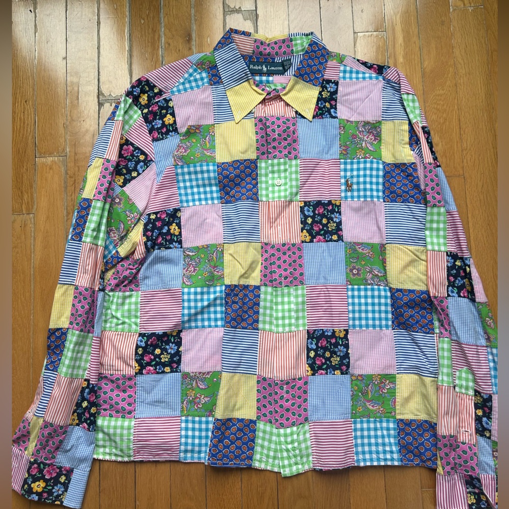 Vintage Ralph Lauren patchwork long sleeve button up shirt
